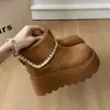Botas de Moda Retro con Plataforma para Mujeres Bajitas, Nuevas de Invierno 2026, Adelgazantes, Blancas, de Suela Gruesa, Botines Cortos tipo Birkenstock