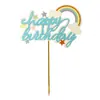 Mini Topper para Pastel de Nube Arcoíris Letra Dorada Feliz Cumpleaños Decoración para Hornear Fiesta Mesa de Postres Inserto