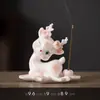 Porta incienso de cerámica de ciervo lindo, mascota de té creativa, decoración de escritorio, quemador de incienso para el hogar, soporte para varillas de incienso, adorno