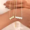 Nova Colar de Aço Inoxidável Coração de Pêssego com Nome Gravado DIY Joia com Letra Inglesa Corroída Presente