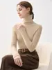 Suéter de una sola pieza 100% cachemira pura para mujer, camiseta base ajustada de cuello alto, nuevo suéter de punto ajustado para invierno 2026