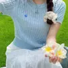 Camiseta de manga corta para mujer, nuevo estilo de verano, corte ajustado, versátil, top corto de punto vintage amarillo retorcido, top elegante