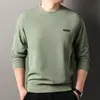 Nueva playera de manga larga y cuello redondo para hombre 2024 Primavera y Otoño Suéter de papá para llevar debajo o encima Camiseta básica Top para mediana edad