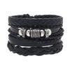 Pulseira Retro Transfronteiriça Europeia e Americana para Homens e Mulheres Pulseira Simples de Corda de Couro Conjunto de Combinação DIY Tecido Multicamadas Joias