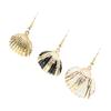 Pendientes de concha natural con forma de abanico dorado para mujer, joyería popular de verano para playa, vacaciones de ocio, sencillos y a la moda