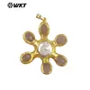 Wt-Jp473 Girassol Más Vendido Perla de Agua Dulce Natural Piedra Preciosa de Colores Colgante de Collar Chapado en Oro de 18 Quilates