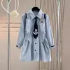 Vestido para Niñas Primavera Nuevo Estilo Vestido Camisa Rayado de Moda para Niños Mayores Vestido de Manga Larga Estilo Academia a la Moda Temporada de Primavera