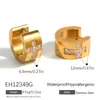 Brincos de Tarraxa Yuhui Transfronteiriços em Aço Titânio com Diamantes Embutidos Formato C Estilo Clássico Retrô Banhados a Ouro Real À Prova d'Água Cor Duradoura Brincos de Aço Inoxidável