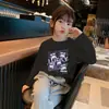 Camiseta de Manga Larga de Algodón Puro con Estampado de Dibujos Animados para Niñas Estilo Coreano Moderna Holgada Moda para Bebé Camiseta Base Trendy