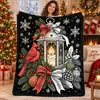 Manta de Graffiti Navideña de Venta Caliente Transfronteriza Manta con Pintura de Papá Noel Manta de Doble Capa Engrosada de Franela y Forro Polar DIY