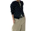 Ropa de mujer, estilo coreano Dongdaemun, alta calidad, rejuvenecedor, de lunares, casual, moda nicho, elegante cárdigan de punto