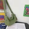 Bolso de lona estilo japonés para mujer, bandolera informal artística de gran capacidad, estilo perezoso, bolso de hombro de color sólido estilo coreano.