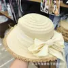 Chapéu de Palha com Laço Francês de Fita, Novo Estilo para Mulheres, Chapéu de Proteção Solar para Férias na Praia na Primavera e Verão, Chapéu Elegante