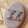 Agulha de Prata S925 Novos Brincos Azul-Esverdeados de Gota de Óleo de Flor Doce Pequeno Fresco Elegante Brincos Exquisitos Versáteis