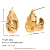 Pendientes de temperamento retro europeo y americano, diseño de nicho de personalidad, acero inoxidable chapado en oro de 18 quilates, pendientes con forma de gancho y patrón de martillo