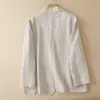 Nuevo estilo de otoño temprano 2026, blazer casual de manga de tres cuartos, top protector solar para mujer, chaqueta de algodón y lino de otoño para mujer