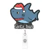 Insignia Colgante Creativa de Animal de Dibujos Animados Navideños con Purpurina Insignia con Hebilla Retráctil Decoración Festiva Acrílica