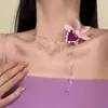 Colar de Franja com Flores Dopamina Coloridas de Primavera Design de Nicho Super Fada Personalidade Exquisita Colar Versátil