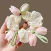 Gomita para el pelo suave y dulce para mujer, scrunchie de malla estilo coreano, liga para coleta baja y moño, accesorio para el cabello de alta gama