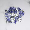 Letras de diamante azul zafiro de 8 mm letras de aleación de pedrería correa DIY con cuentas collar para mascotas tobillera accesorios de joyería