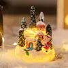 Casa de Pão de Gengibre de Resina de Natal Casa Pequena Papai Noel Boneco de Neve Micro Paisagem Enfeites de Resina Decorações de Natal Enfeites