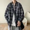 Camisa de cuadros retro japonesa de primavera y otoño para hombre, de manga larga, estilo nuevo, holgada, casual, chaqueta de camisa de alta gama para hombre