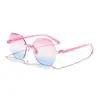 Gafas de Sol Infantiles Sin Marco de una Sola Pieza Transfronterizas Color Caramelo Hexagonales Integradas Lente Oceánica Gafas de Sol con Protección Solar