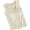 2631# Estilo Coreano Otoño/Invierno Simple Rayado Cepillado Hombro Ancho Adelgazante Camisola Almohadilla para Sujetador Espalda Bonita Camiseta sin Mangas Encaje Top Interior