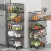 Carrinho Doméstico Móvel Legumes Azul Prateleira de Cozinha de Chão Multicamadas Armazenamento de Brinquedos Prateleira de Banheiro