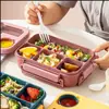 Lonchera portátil para oficinistas con caja para condimentos, lonchera plástica dividida para estudiantes, adecuada para llevar ensalada de frutas, caja bento