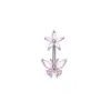 Nuevos Anillos para Ombligo Rosas con Lazo Estilo Europeo y Americano, Diversas Joyas para Piercing con Circonitas de Gran Venta, Accesorios para Anillos de Ombligo