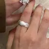Anillos de Fuegos Artificiales Dulces y Frescos Apilables para Mujeres, Anillos Abiertos Geométricos de Doble Capa de Estrella de Onda Cepillada, Anillos de Dedo Índice de Estilo Ins de Moda
