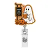 Porta Credencial Médico de Acrílico de Murciélago Fantasma de Halloween Regalo Carrete de Credencial Retráctil Hebilla Retráctil para Estudiante