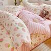 Set de cama de cuatro piezas de algodón 100% puro de dibujos animados para todas las estaciones, sábanas, funda de edredón, sábanas ajustables, juego de cama de tres piezas para dormitorio 4