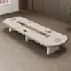Mesa de conferencias pintada creativa, mesa larga, diseño simple y moderno, adecuada para salas de reuniones, elegante y de gran tamaño, ideal para reuniones y discusiones de negocios, viene con sillas a juego