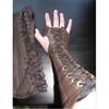 Comercio exterior guantes de cuero PU medievales steampunk protector de mano protector de brazo retro ojal encaje pulsera manga media dedo