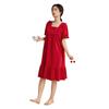 Novos Pijamas Vermelhos de Primavera e Verão Femininos 100% Algodão Casuais Confortáveis Macios Moda de Alta Qualidade Vestido de Manga Curta Roupas para Casa