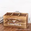 Caja de Almacenamiento para Cubiertos y Utensilios de Cocina Plegables Transfronterizos, Caja de Madera para Almacenamiento y Organización de Utensilios de Cocina de Escritorio y Montaje en Pared