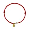 Pulsera de Cuerda Roja de Jade Hetian Marca Fu para Mujer, Pulsera Tejida, Diseño de Nicho Ins, Cuenta de la Fortuna del Año de Nacimiento, Estilo Antiguo, Sencilla