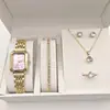Comércio Exterior Mais Vendido Novo Tendência Quadrado Relógio Feminino Relógio Dourado Relógio Feminino Pulseira de Aço Relógio Feminino Fabricante em Estoque Atacado