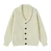 Suéter cárdigan retro estilo británico Otoño e Invierno 2025 para Hombre Estilo Coreano Ajuste Delgado Solapa de Negocios Casual Perezoso Chaqueta de Punto