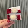 Grampo de cabelo com pompom infantil laço vinho tinto acessório de cabeça outono e inverno Ano Novo faixa de cabeça para menina anel de cabelo acessórios de cabelo para menina atacado