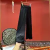 Novedad Otoño Temprano 2025 Estilo Chino Pantalones Rectos de Terciopelo Adelgazantes de Cintura Alta Versátiles de Lujo Ligero Casual para Mujer
