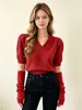 Venta al por mayor transfronteriza desde la fábrica de origen: Suéter de punto corto para mujer, cuello en V, manga abullonada, para otoño e invierno, con mangas desmontables