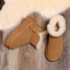 Botas de Neve de Couro Genuíno com Lã para Mulheres Solado Grosso Cano Curto 2025 Novo Inverno Acolchoado Quente Sapatos de Algodão Botas de Algodão Sapatos Pão