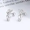 Pendientes de Hilo de Conejo Lindos para Mujer de Plata de Ley 925 Mini Animal Hélice de Oreja Uña de Hueso de Oreja Estilo Coreano Simple Estilo Frío Joyería para Oreja