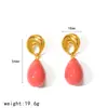 Estilo celebridad de Internet colgante de resina pendientes de acero inoxidable joyería para orejas sentido del diseño nicho pendientes de resina de oro de 18k