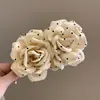 Clip de Plátano de Flor de Lunares Rosados de Otoño e Invierno Coreano Nuevo Clip Vertical Clip Horizontal de Cola de Caballo Elegante Nicho Accesorio para el Cabello