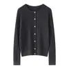 Nuevo Cárdigan de Cachemira para Mujer Otoño/Invierno, Suéter Casual de Lana de Cabra con Cuello Redondo y Trenzado Vintage, Abrigo Suéter de Punto de Manga Larga