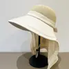 Chapéu de Sol Novo Estilo Verão 2025 com Aba Larga para Proteção Solar Feminina, Xale Respirável com Proteção para o Pescoço, Moda Coreana